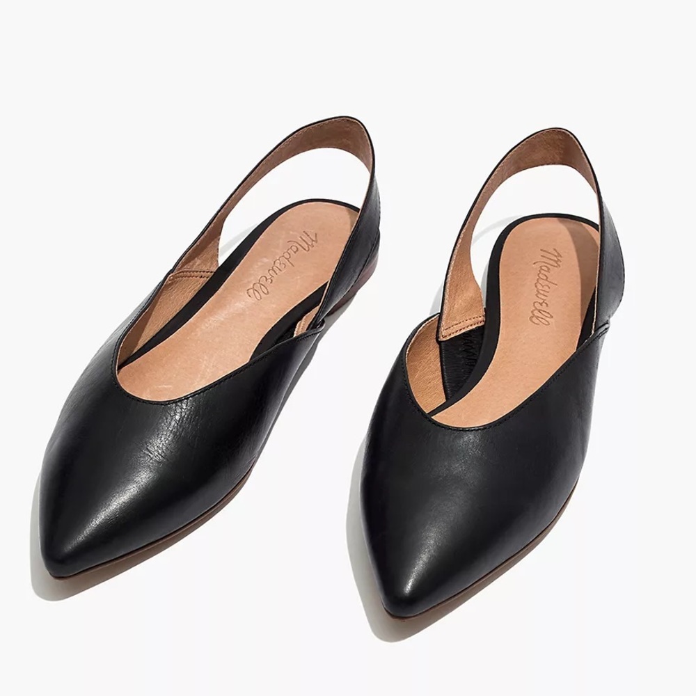 Madewell The Ava Slingback Flat in Black Leather W8